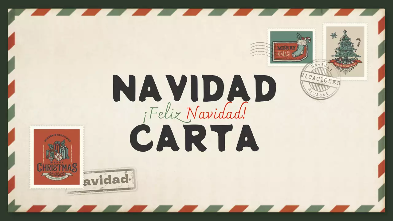 Invitación con concepto de carta de Navidad vintage