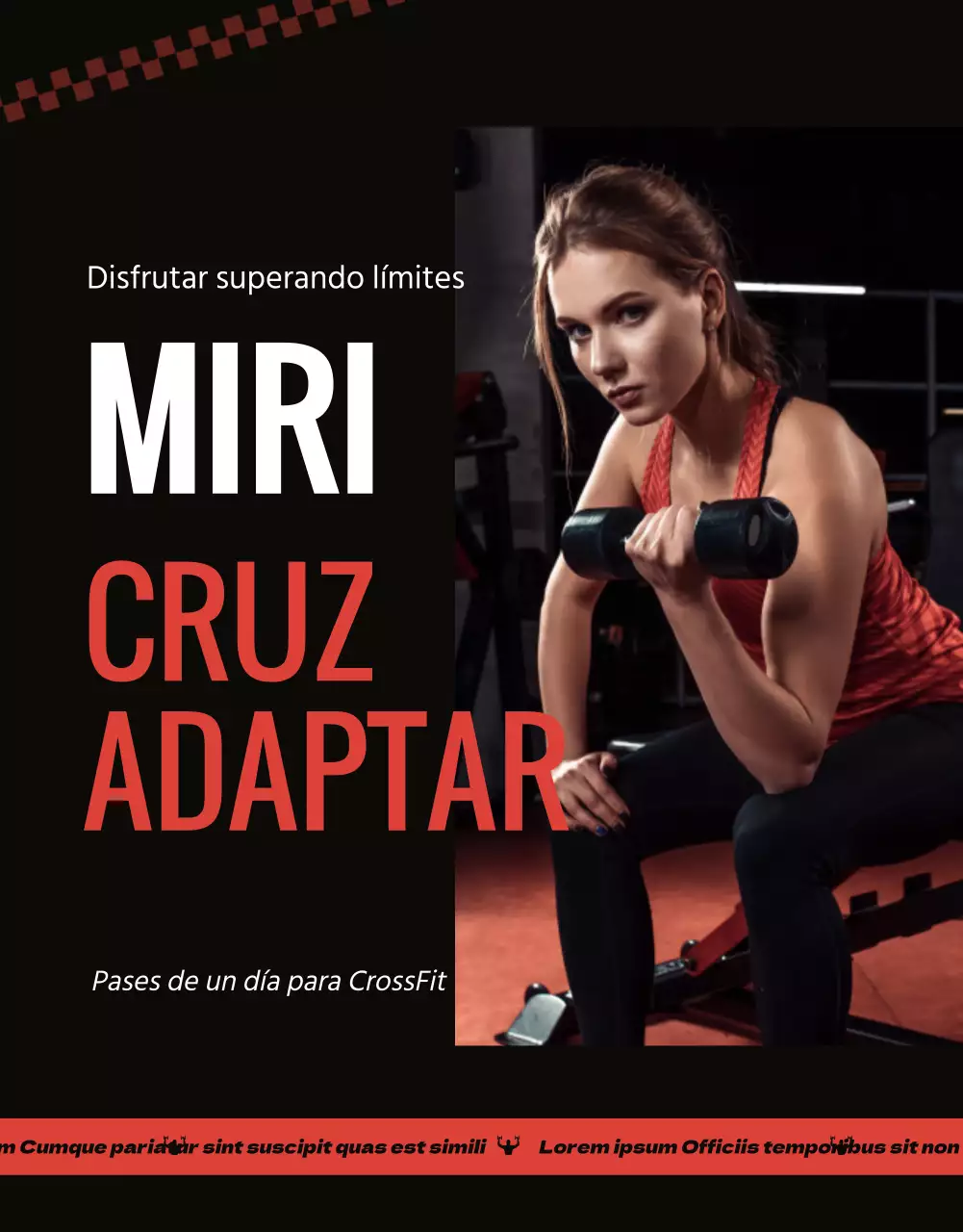 Promociona un evento de crossfit en el gimnasio de moda en naranja y negro