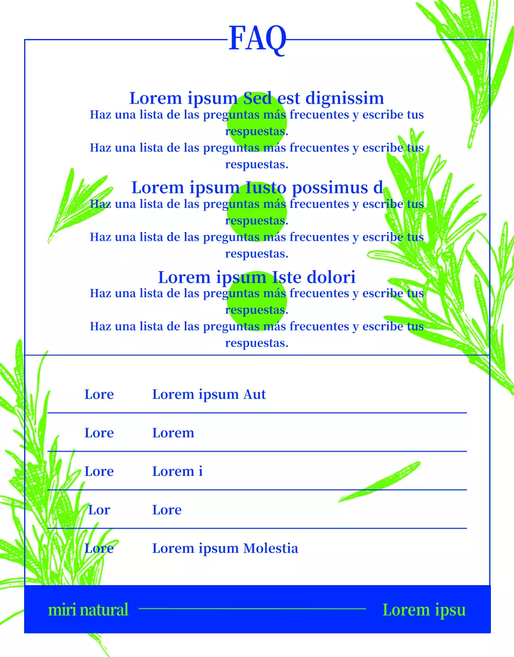 Baño de burbujas prenatural con dibujo de líneas de hierbas en verde y azul neón