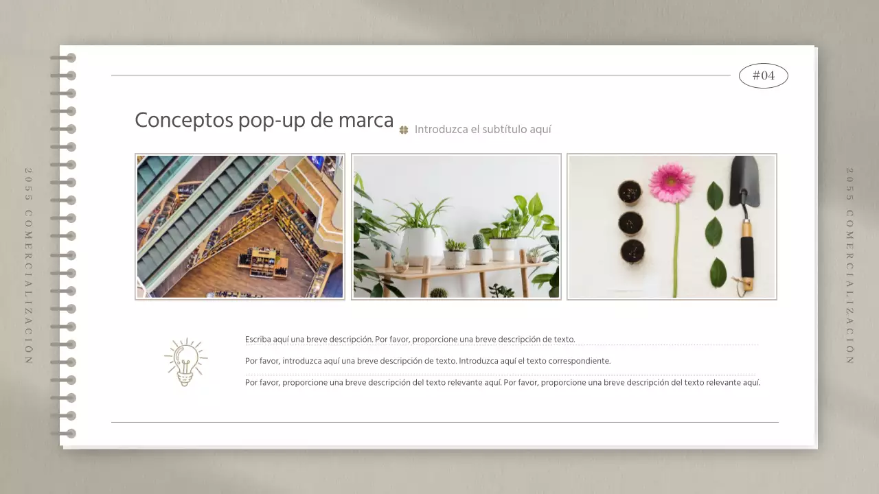 Actas de reuniones de estudios de marketing en forma de cuaderno beige sencillo