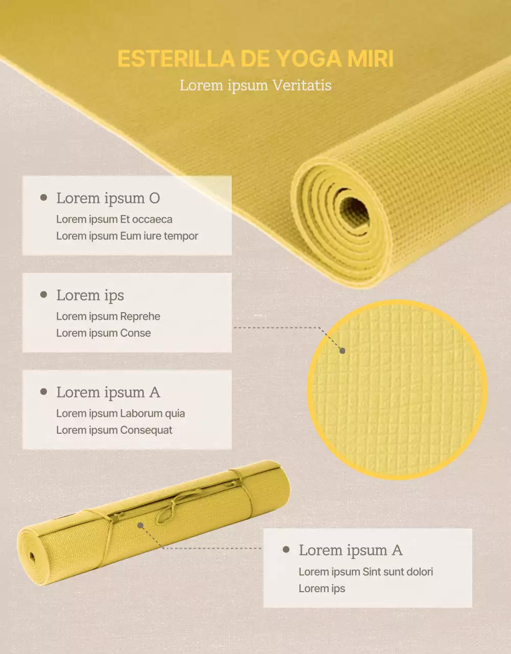 Promociona las esterillas de yoga naturales marrones y amarillas