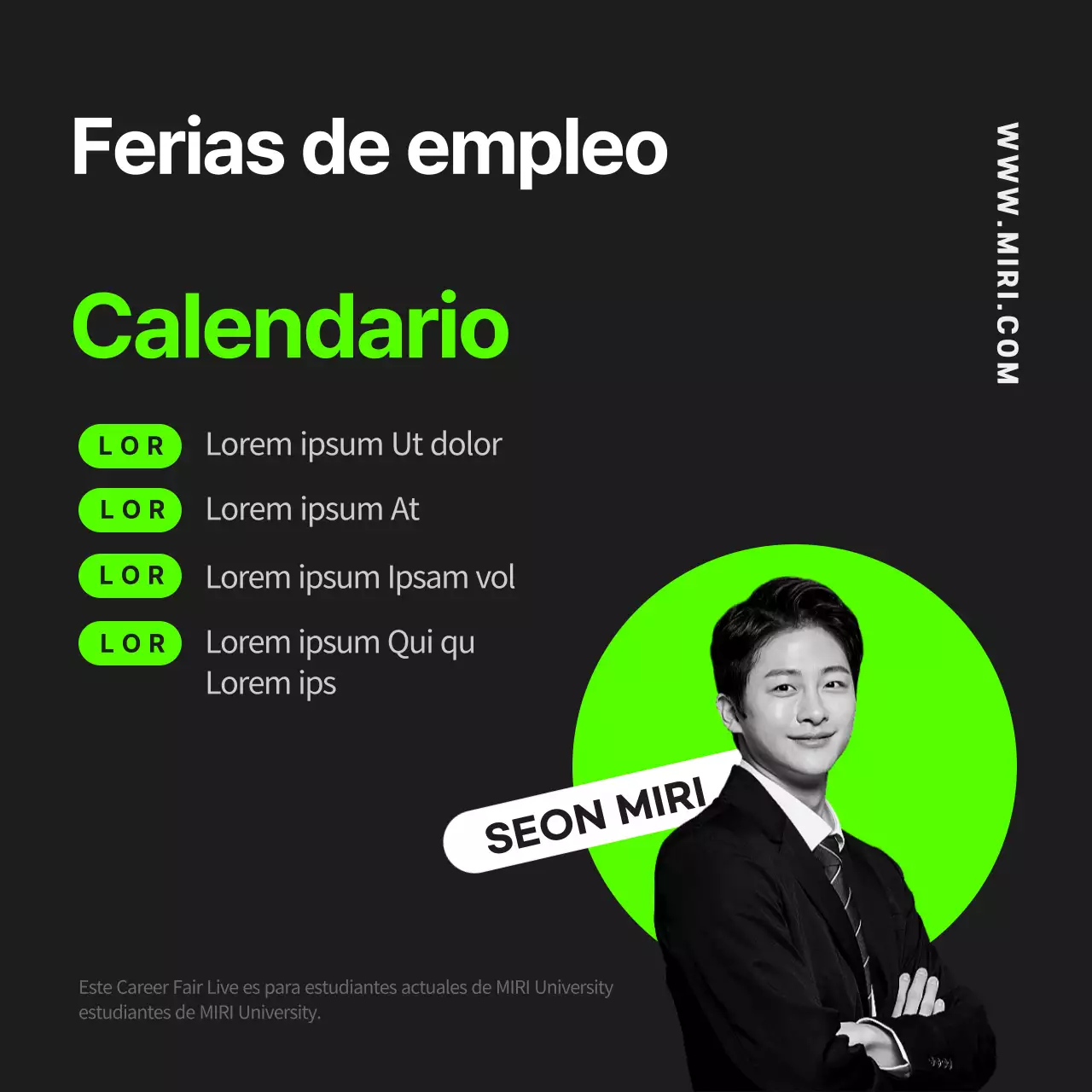 Ofertas de empleo en línea en negro y colores fluorescentes