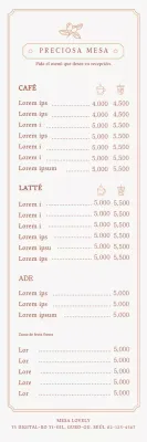 Una guía del menú del café con un concepto de marco emocional