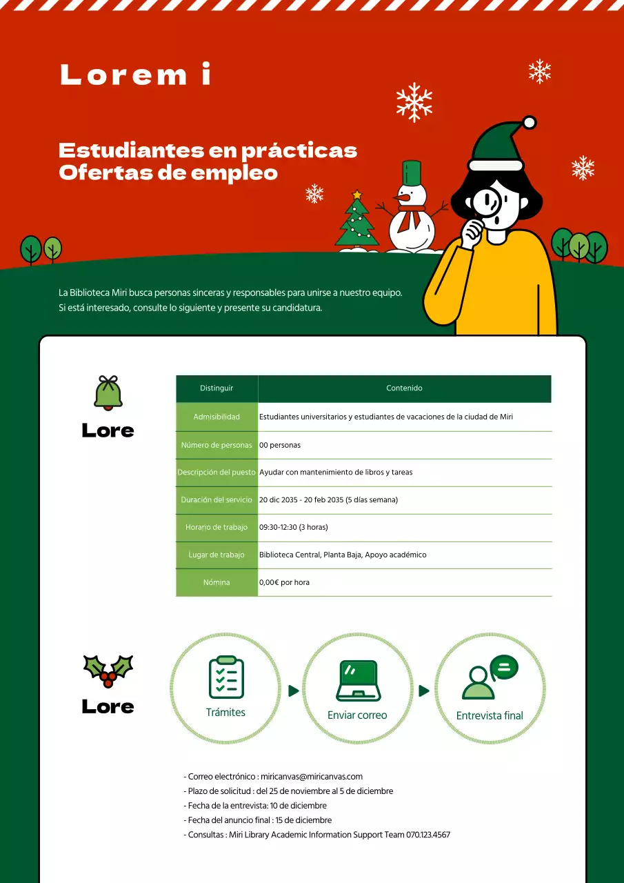 Red and Green Winter Bakery Trabajos a tiempo parcial