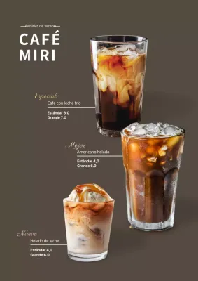 Sencillo cartel de bebidas de verano en marrón para una cafetería