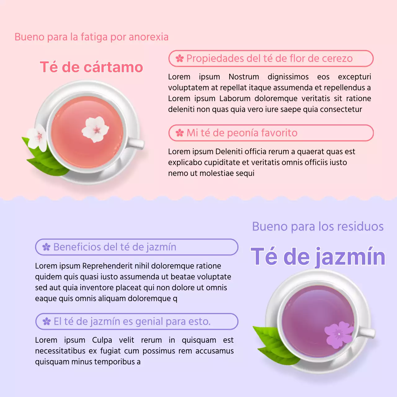 Ilustraciones frescas y amarillas informan sobre los tés de flores de primavera