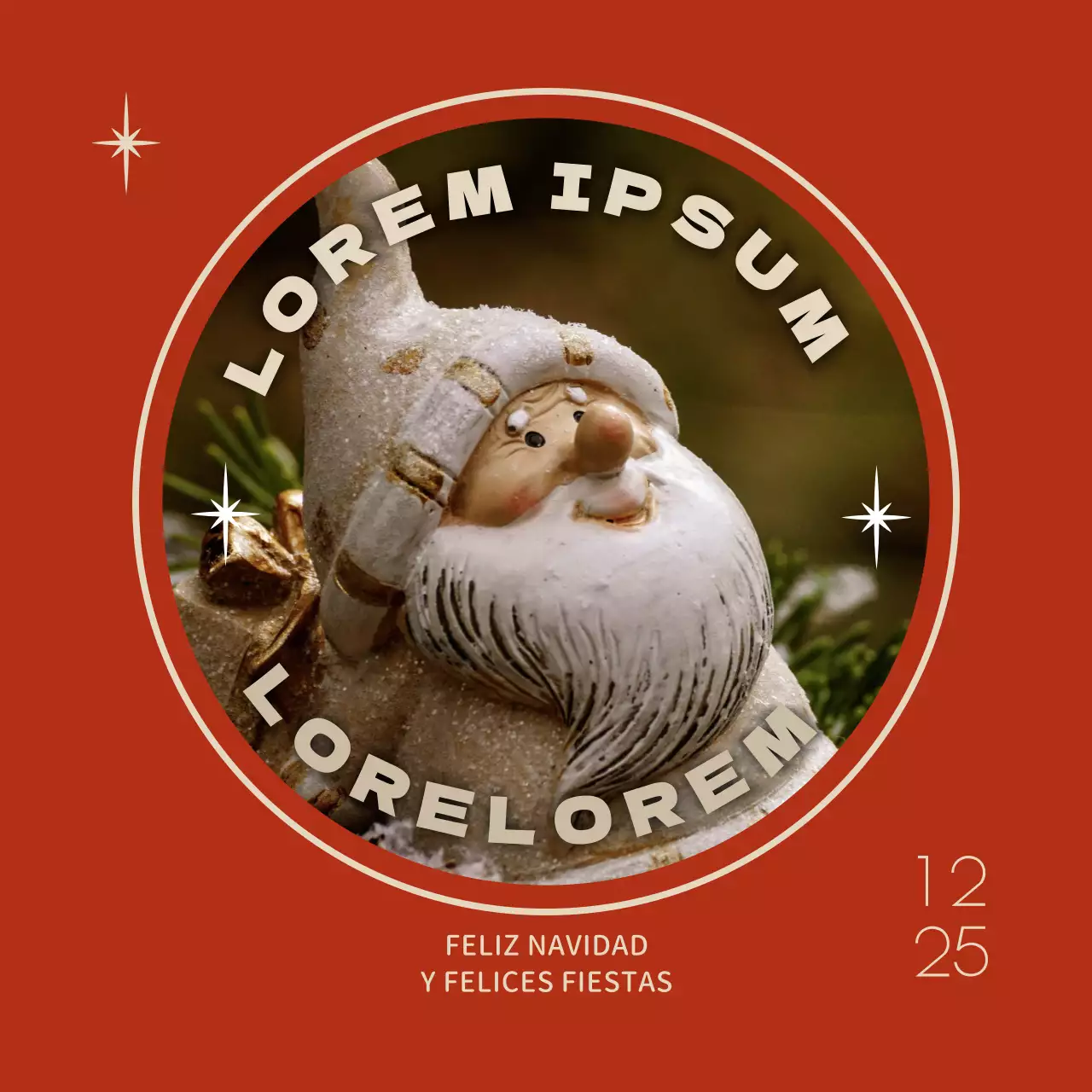 Postal navideña con foto de Navidad en rojo