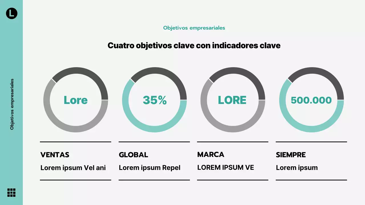 Colateral corporativo moderno en menta y gris, declaración de visión de la empresa, tema para celebraciones y presentaciones