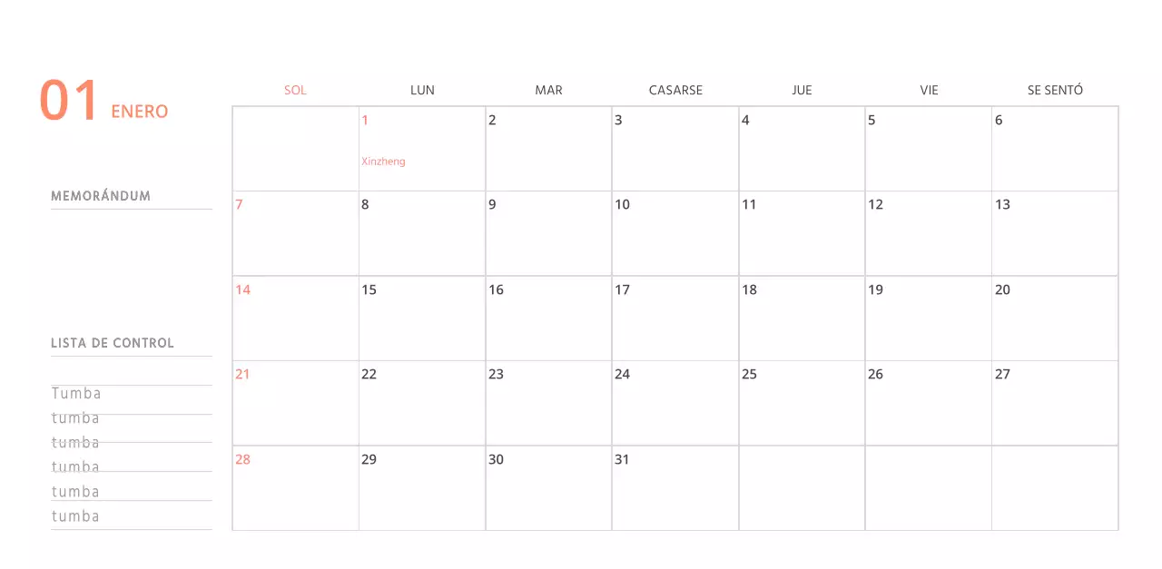 Bonito calendario de sobremesa ilustrado de temática familiar en color verde