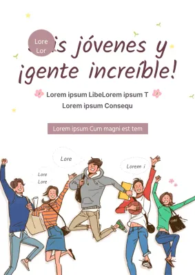 Animación de solicitud universitaria de una profesora con flores rosas e ilustraciones de alumnos