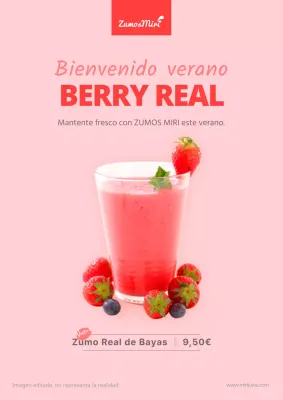 Póster de zumo de bayas rosa de verano