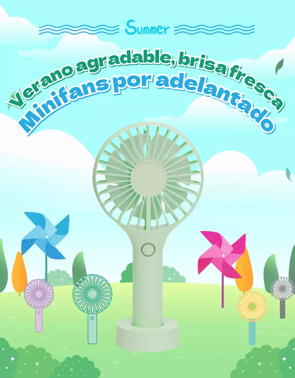 Cómo utilizar el miniventilador de verano verde-azul para mayor comodidad