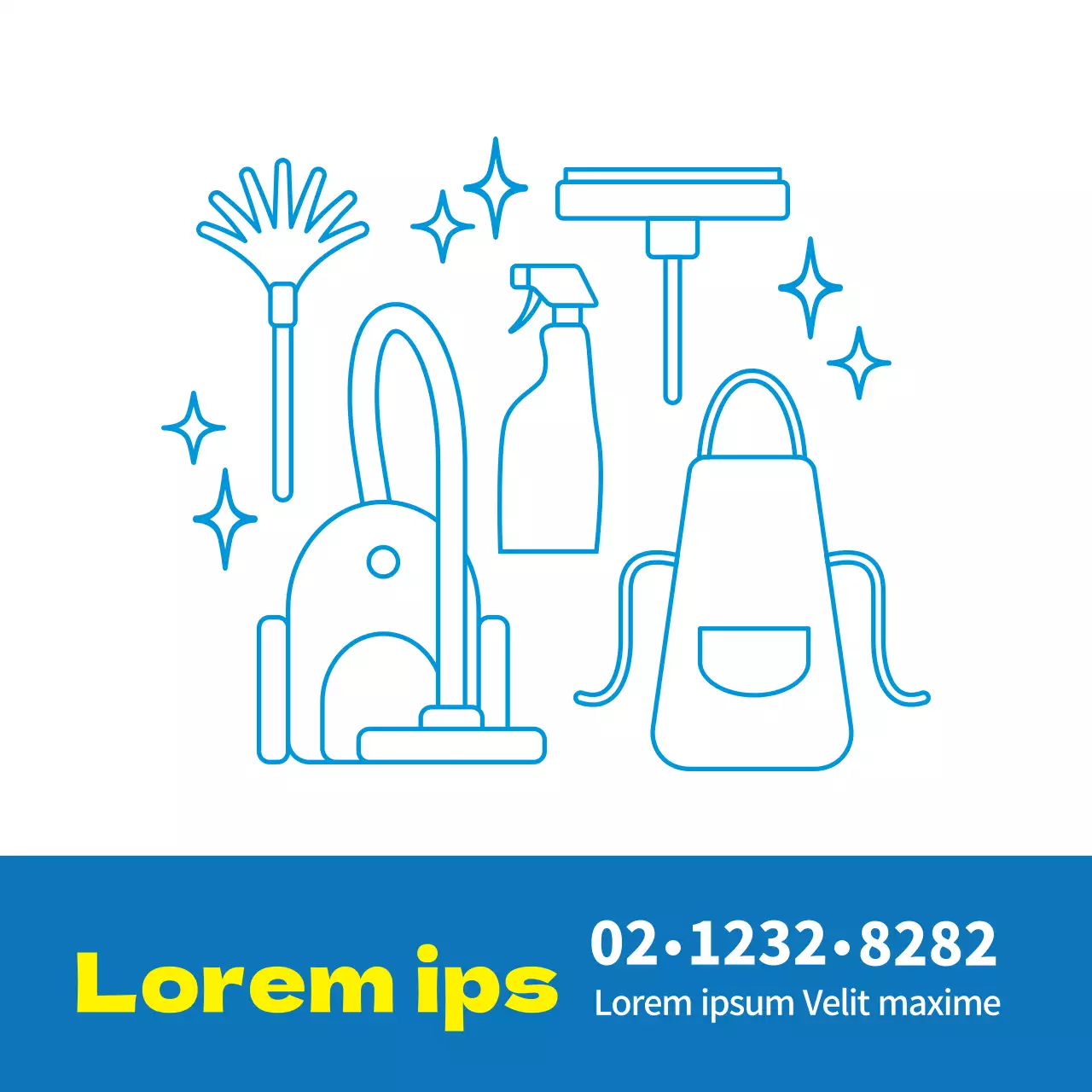 Ilustración morada Promoción de un servicio de limpieza a domicilio ordenado