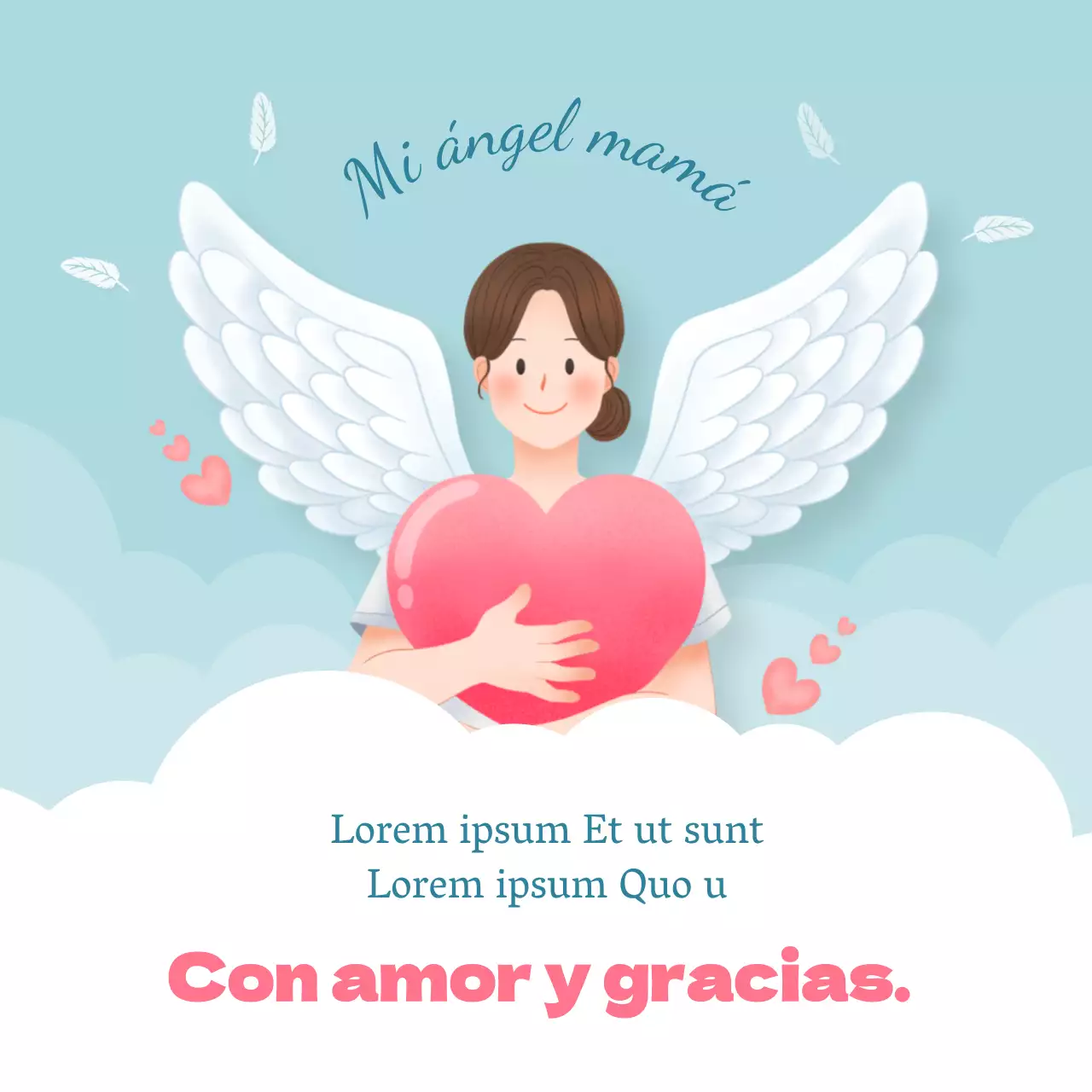 Día de la Madre Día de la Madre gracias con un ángel en las nubes concepto