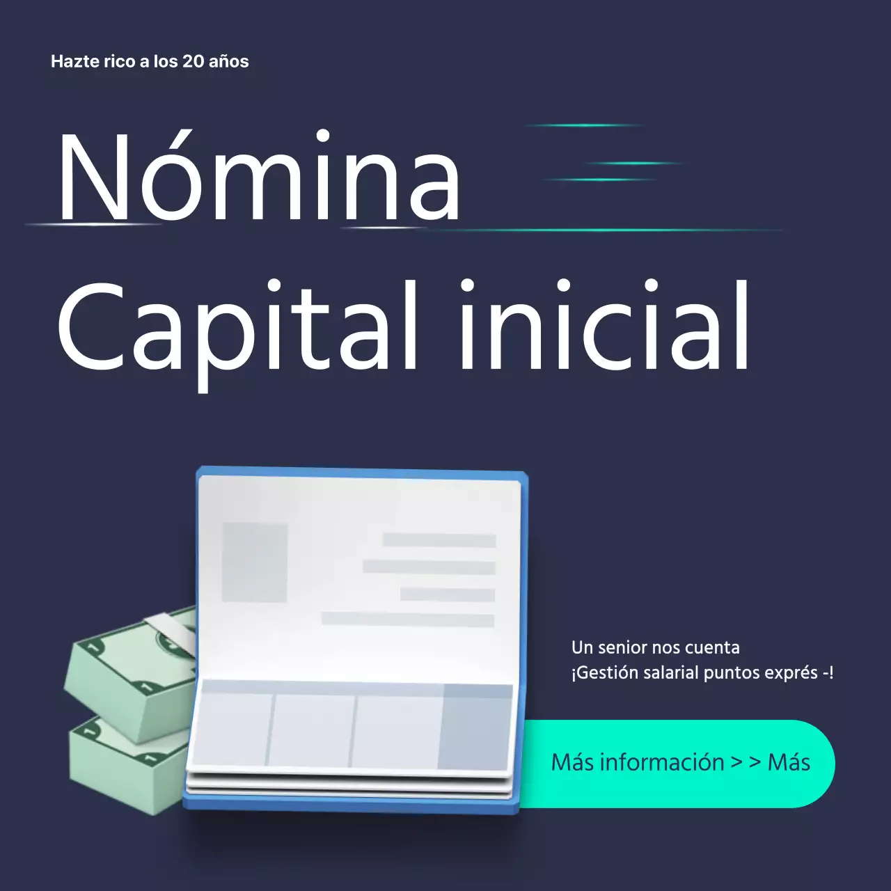 Navy Mint Neat Social Principiante Educación Financiera TarjetaNoticias