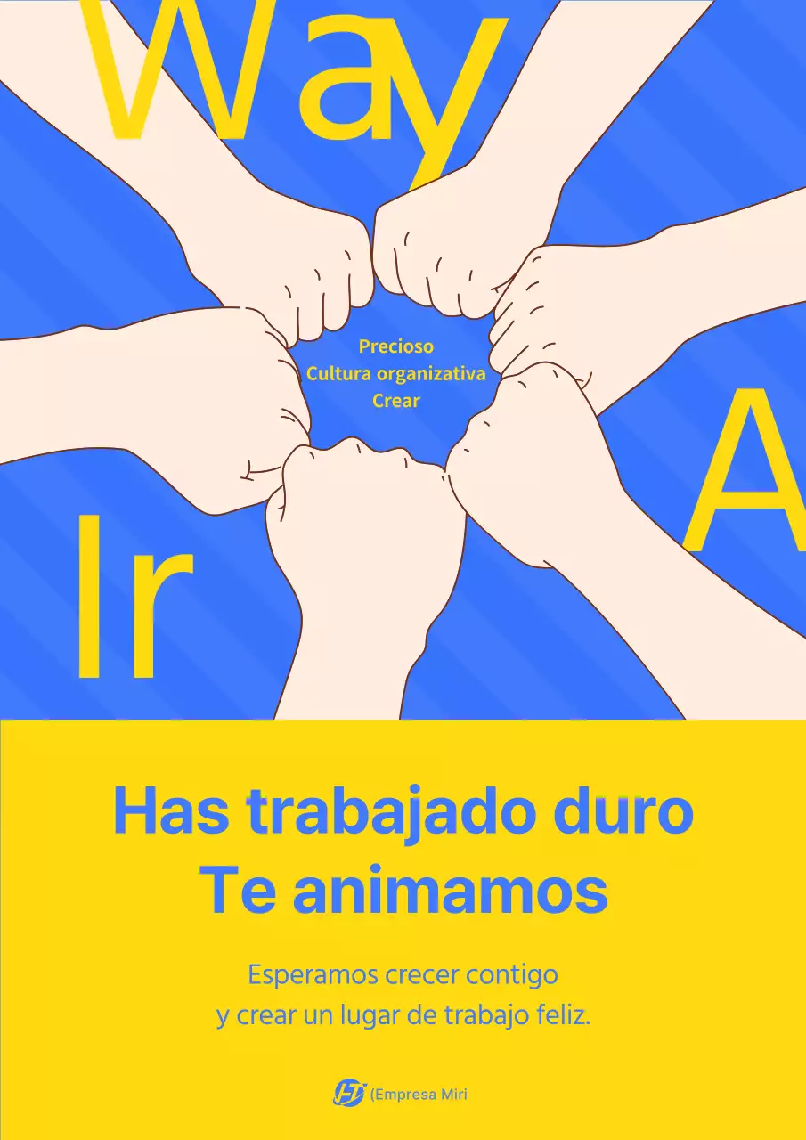Cartel bicolor azul y amarillo para el Día del Trabajo