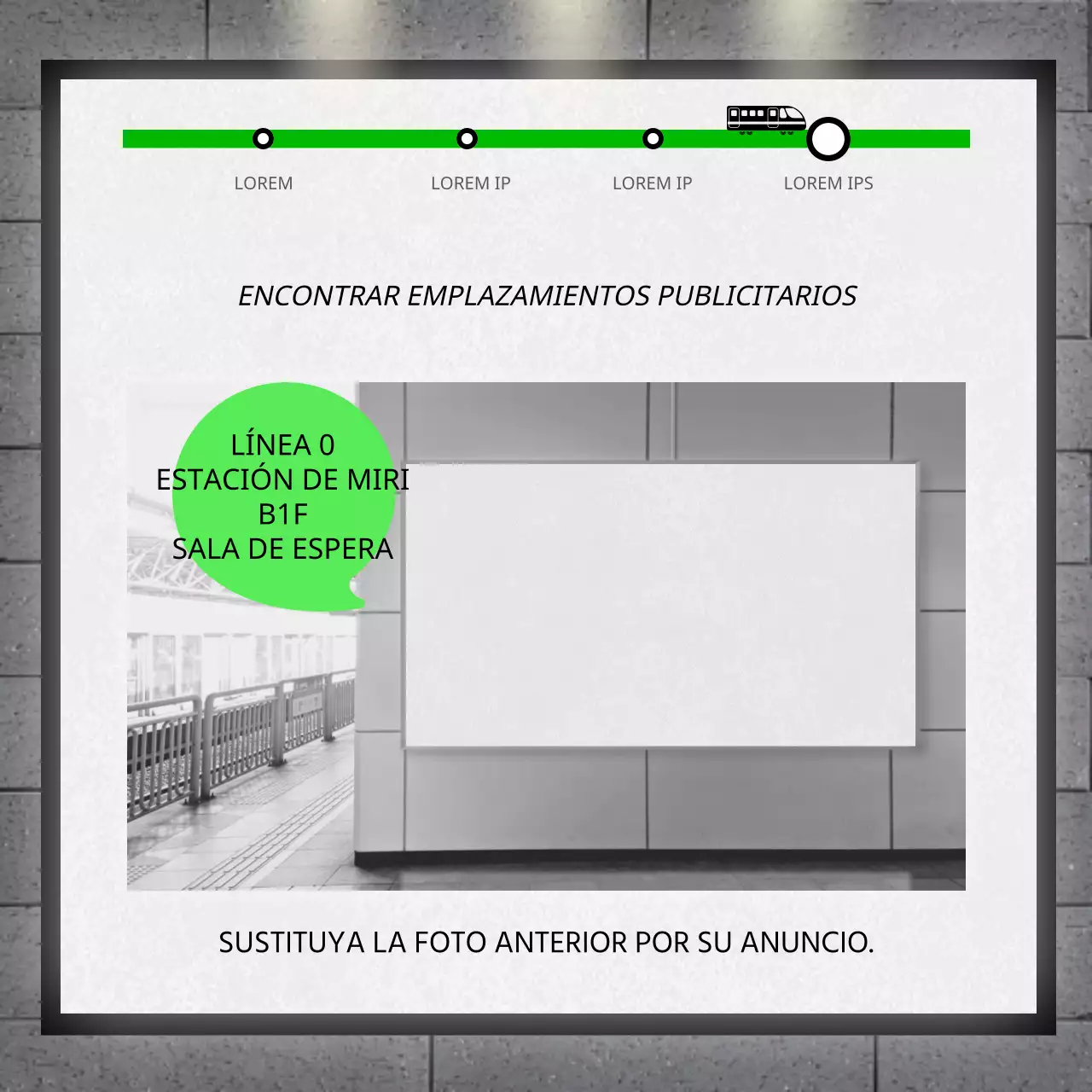 Evento fotográfico de anuncios de metro con concepto de valla verde