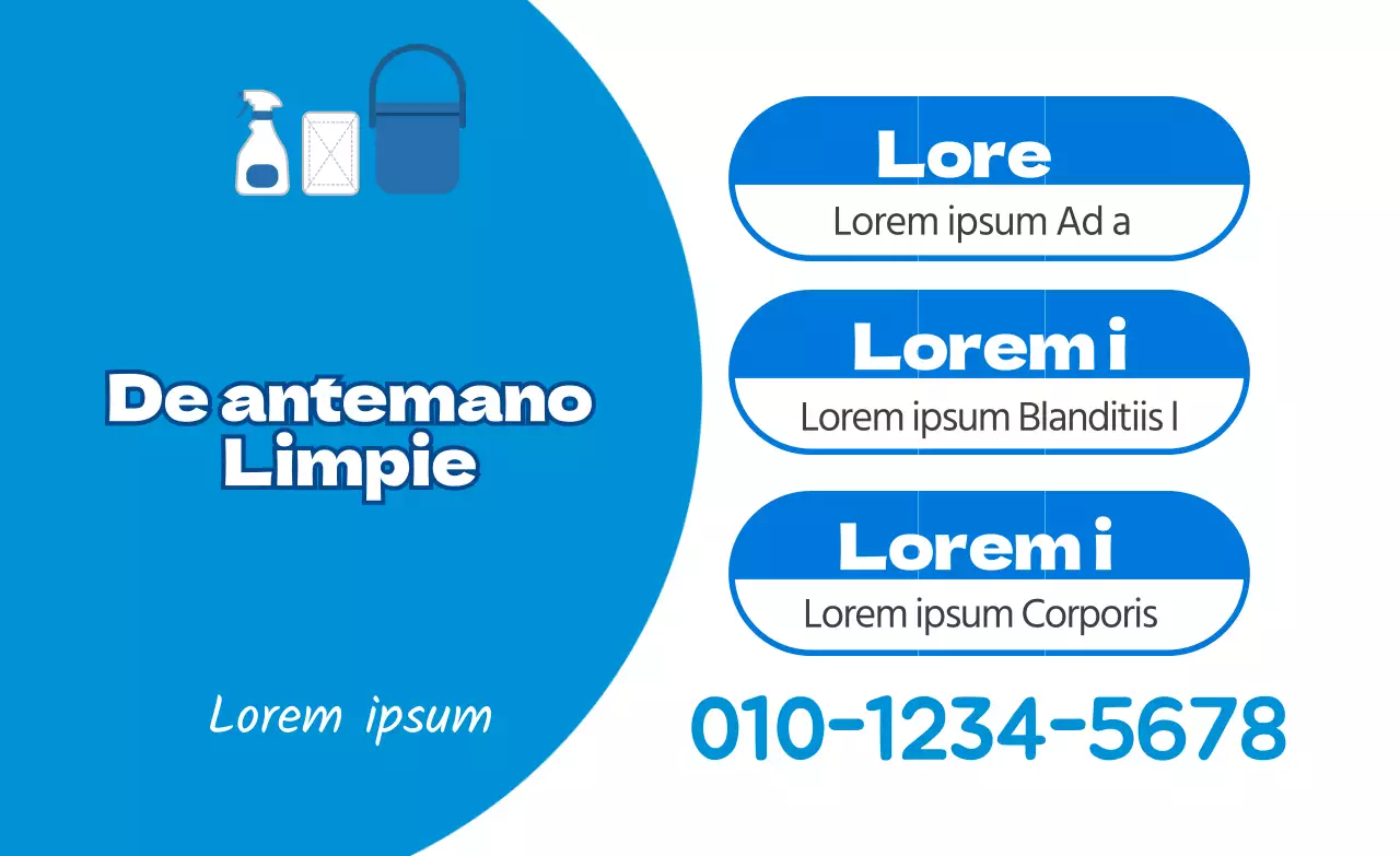 Simpático servicio de limpieza con ilustración azul