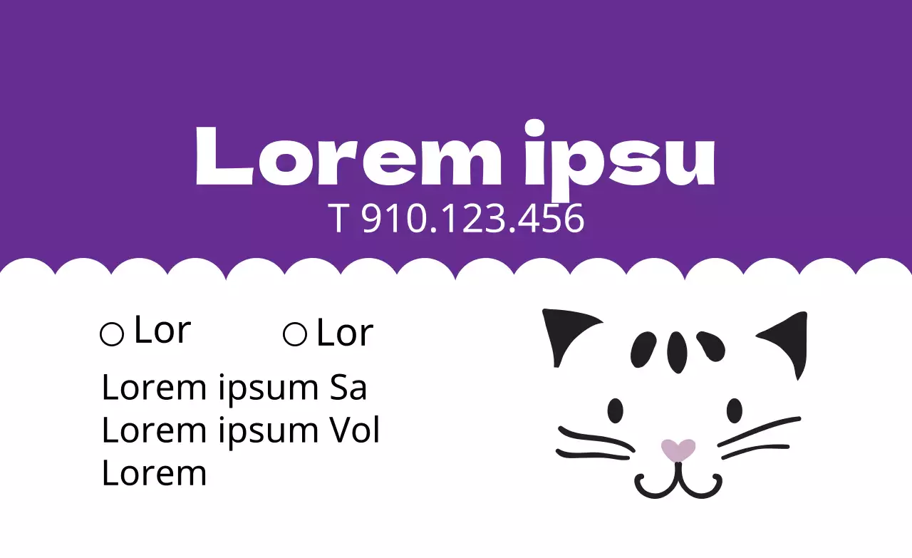 Etiqueta veterinaria con marco ondulado morado