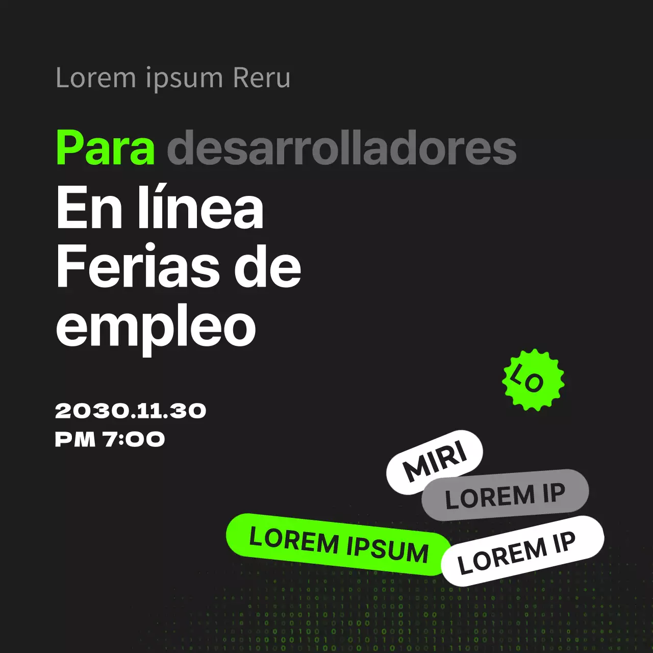 Ofertas de empleo en línea en negro y colores fluorescentes