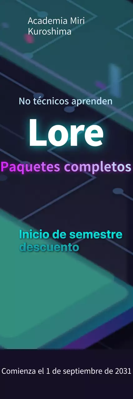 Banner de vídeo animado GIF de las rebajas de vuelta al cole en morado y verde azulado