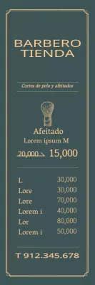 Concepto de marco sencillo en verde y amarillo Precios en Barbershop