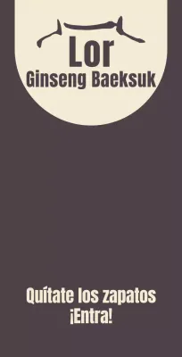 Bálsamo marrón con un cartel que pide quitarse los zapatos.