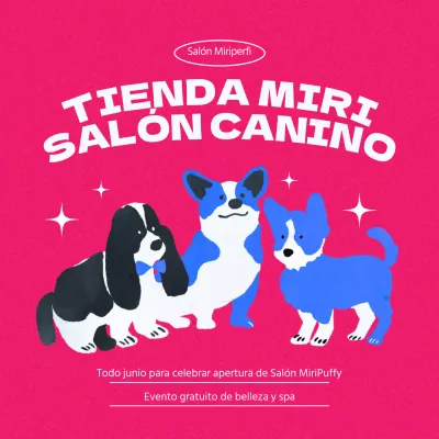 Una bonita caja rosa ilustrada para el aseo de mascotas