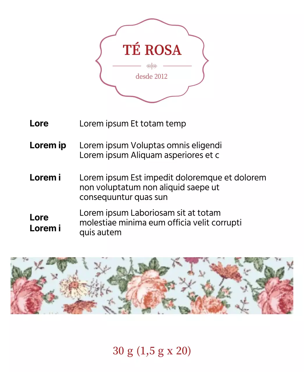 Bolsitas de té de lujosas rosas de flores moradas