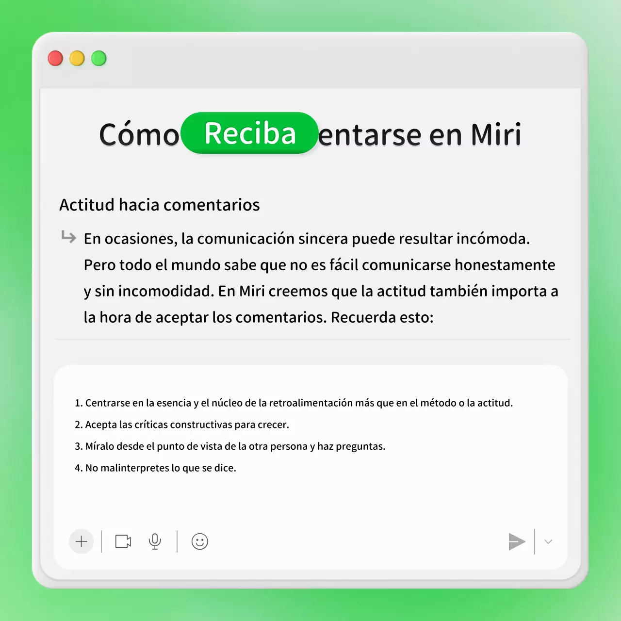Opinión empresarial sobre un concepto de ventana de chat interna verde neón