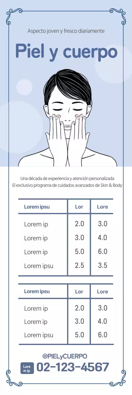 Ilustración azul claro simple skincare banner vertical