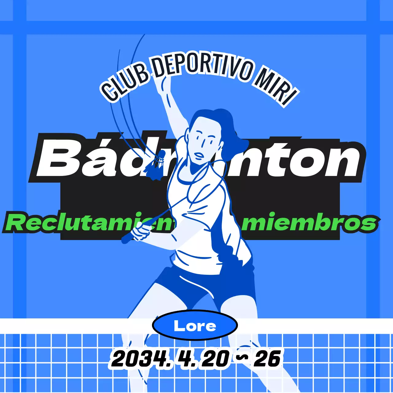 Captación de socios para un club deportivo con un concepto de pista de bádminton azul