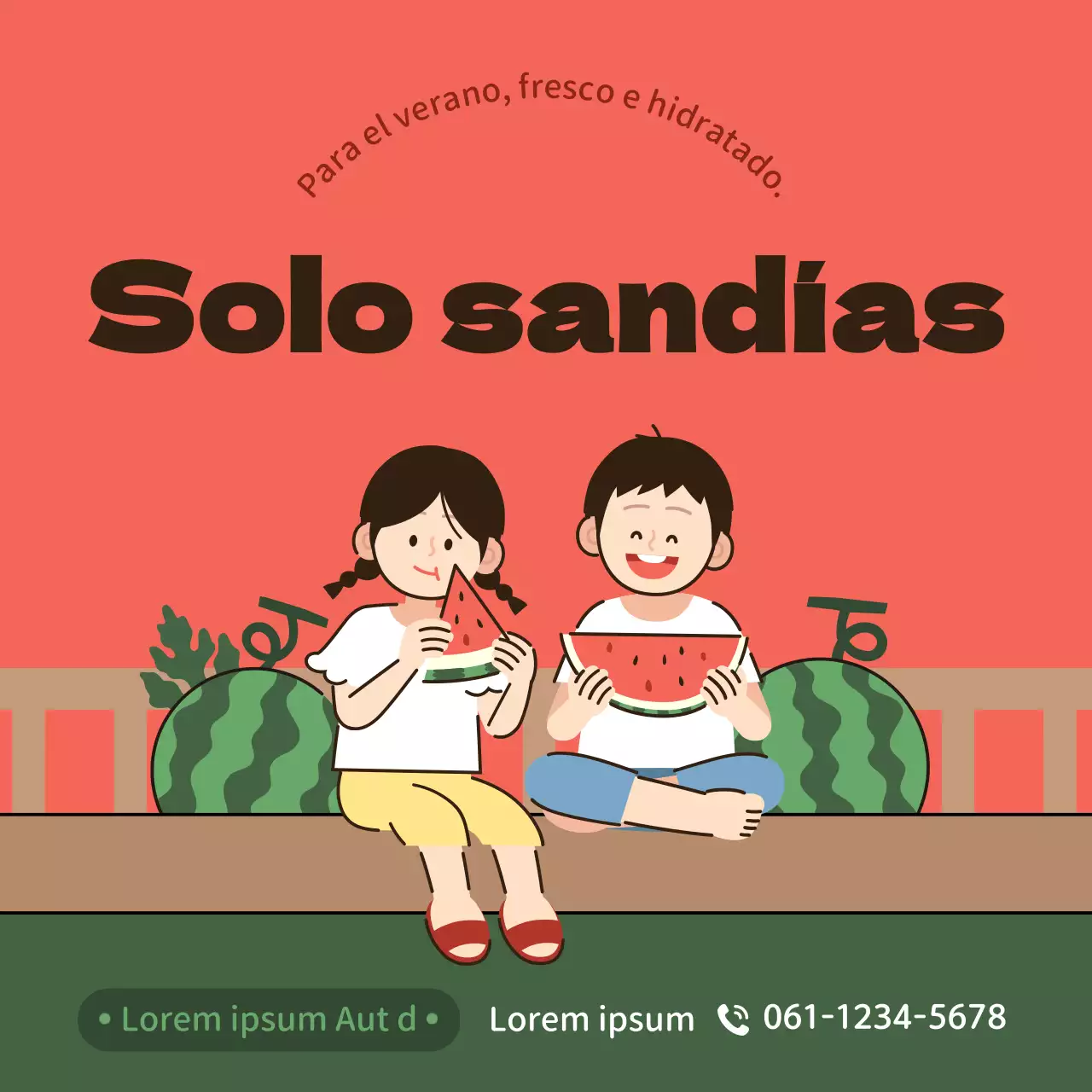Tema de sandía con concepto de ilustración de líneas limpias