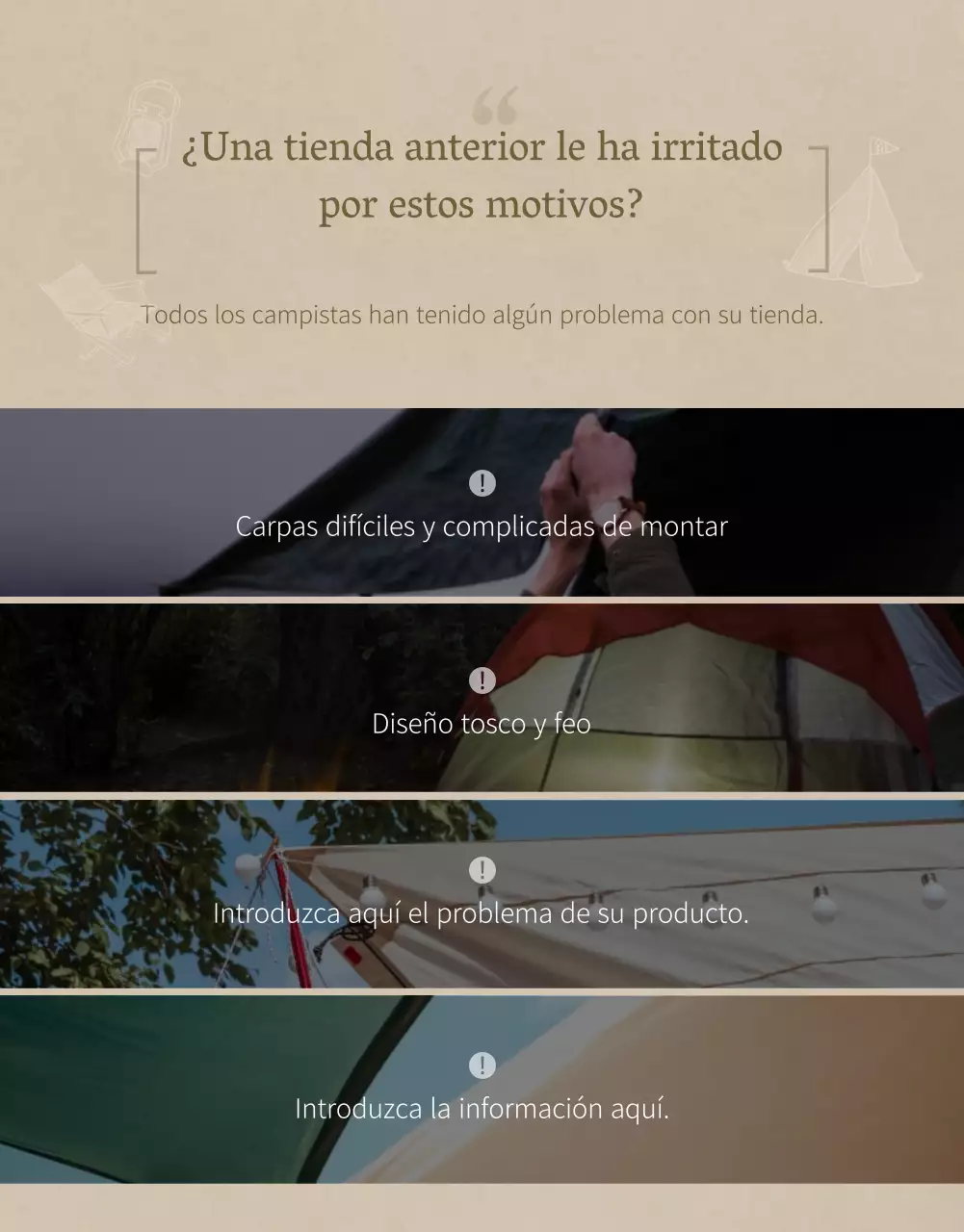 Concepto de camping emocional en azul marino y beige