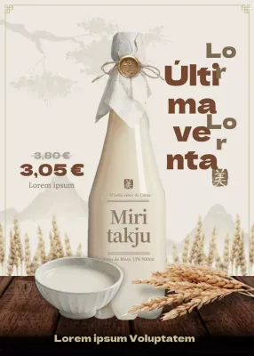 Vino de arroz tradicional beige (takju) con descuento