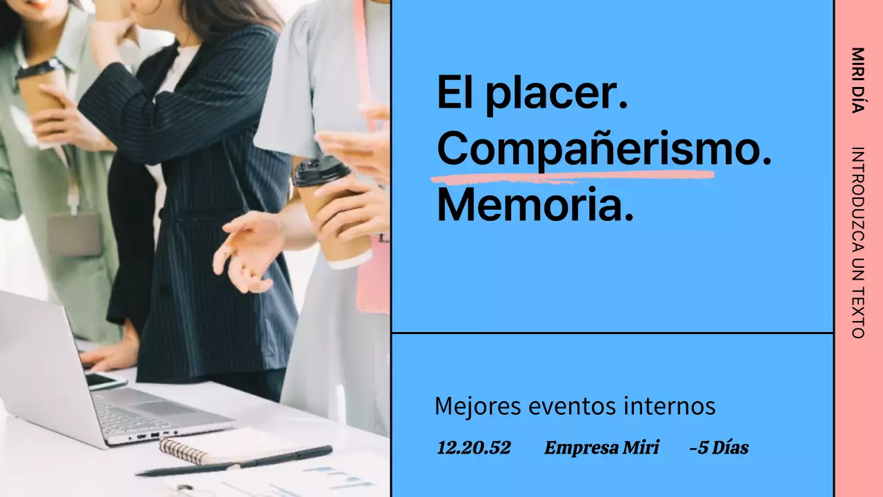 Presentación del concepto de cuadrícula azul y rosa para eventos internos