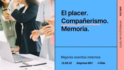 Presentación del concepto de cuadrícula azul y rosa para eventos internos