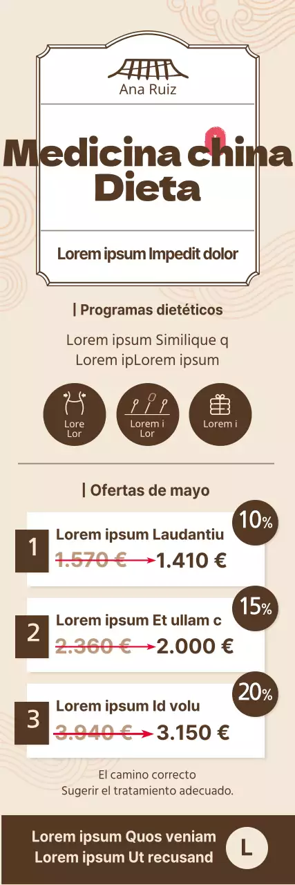 Estilo sencillo en amarillo y marrón Lista de precios del programa dietético de medicina china