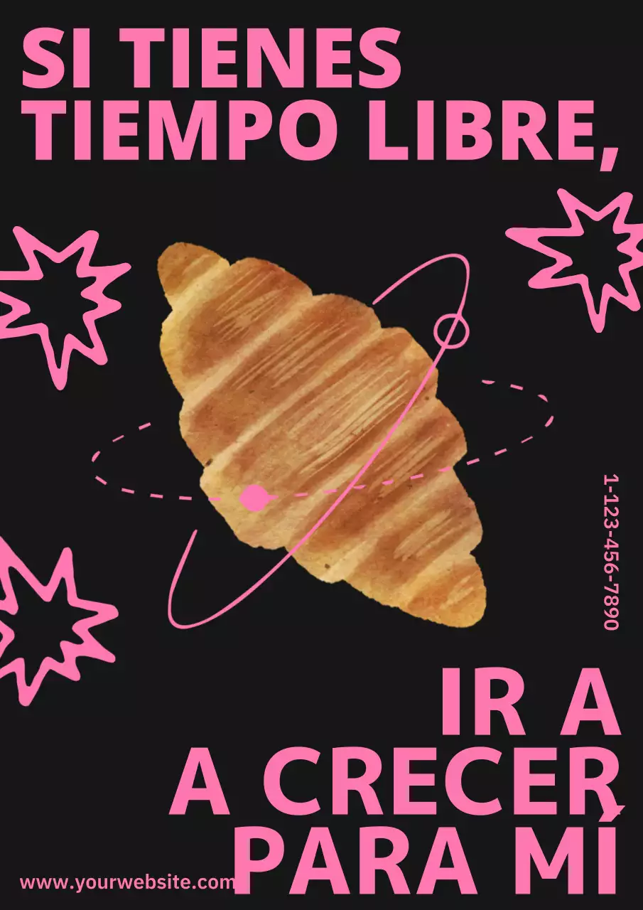 Webposter vertical planeta croissant rosa y negro