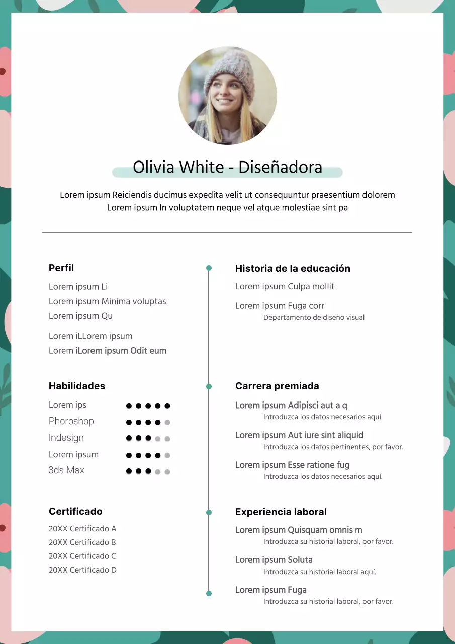 Currículum limpio turquesa