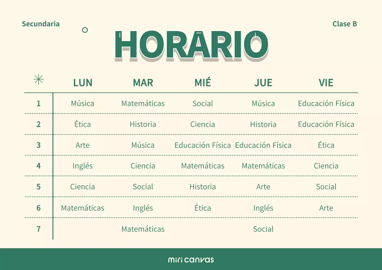 Horarios escolares con un concepto sencillo