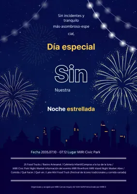Fiesta nocturna con fuegos artificiales de la Armada e ilustraciones de la ciudad
