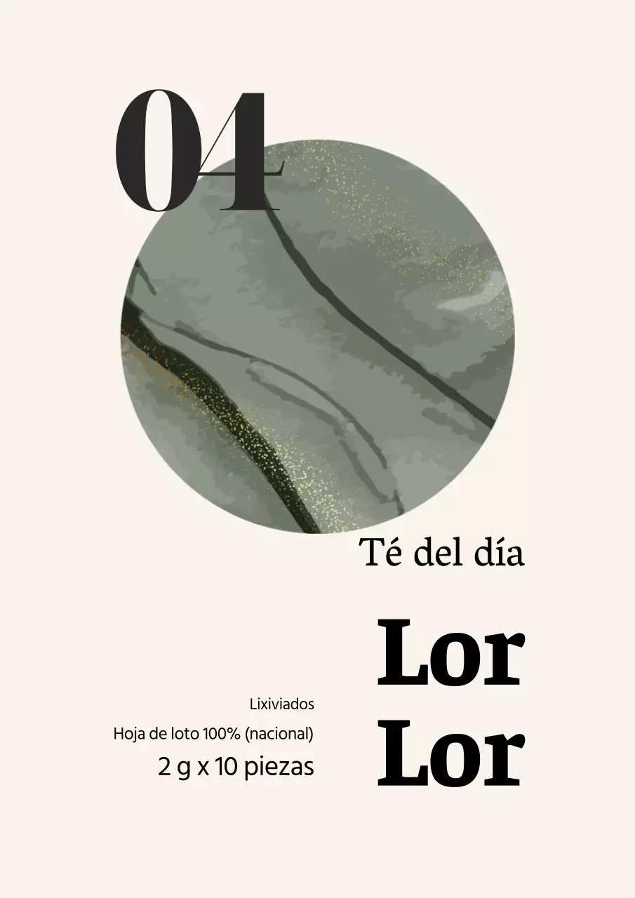 Diseño sencillo de etiqueta de bolsita de té verde en beige