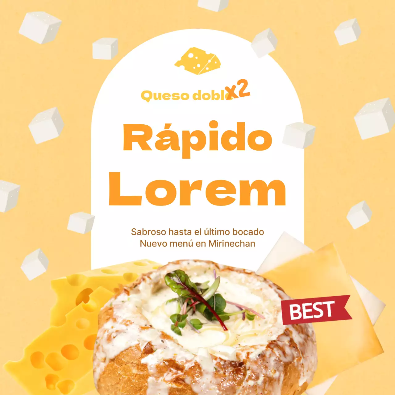 Promover el lanzamiento de un nuevo menú con una combinación de colores amarillos.