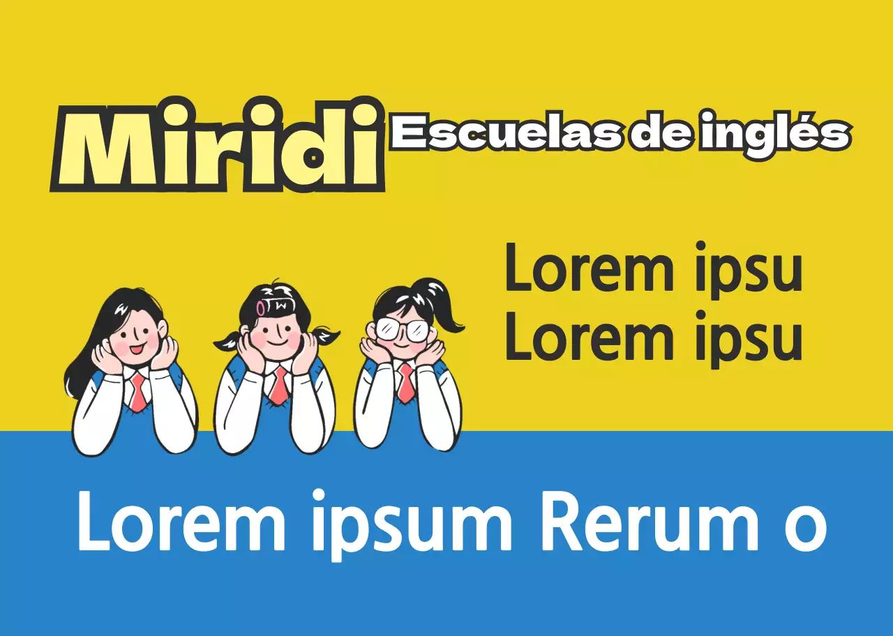 Ilustración de personaje amarillo azul Promoción escolar inglesa