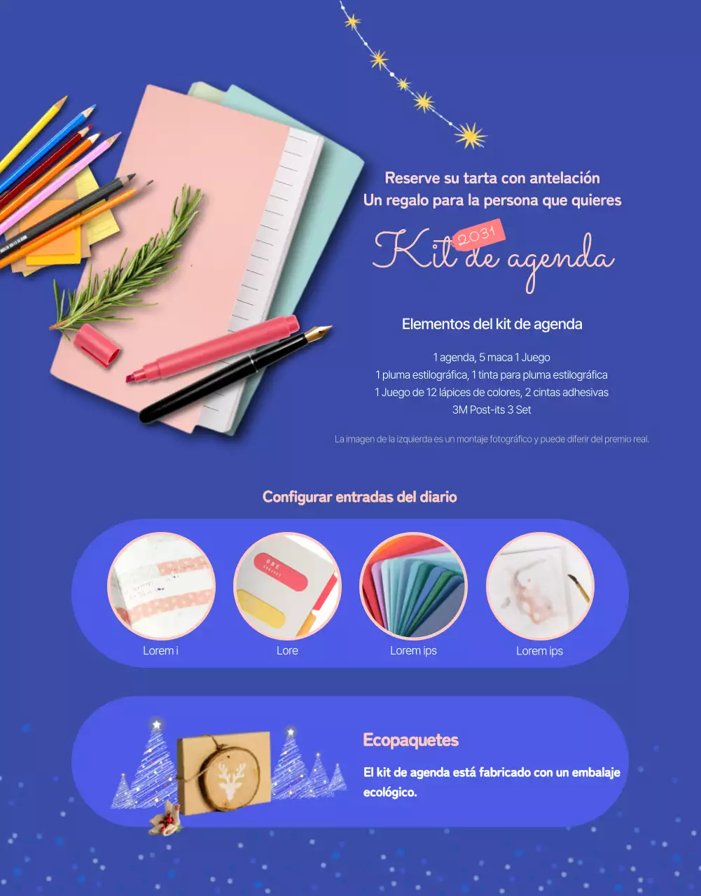 Regalo de prepedido de pastel con un bonito diseño de tarjeta en azul ultramarino brillante