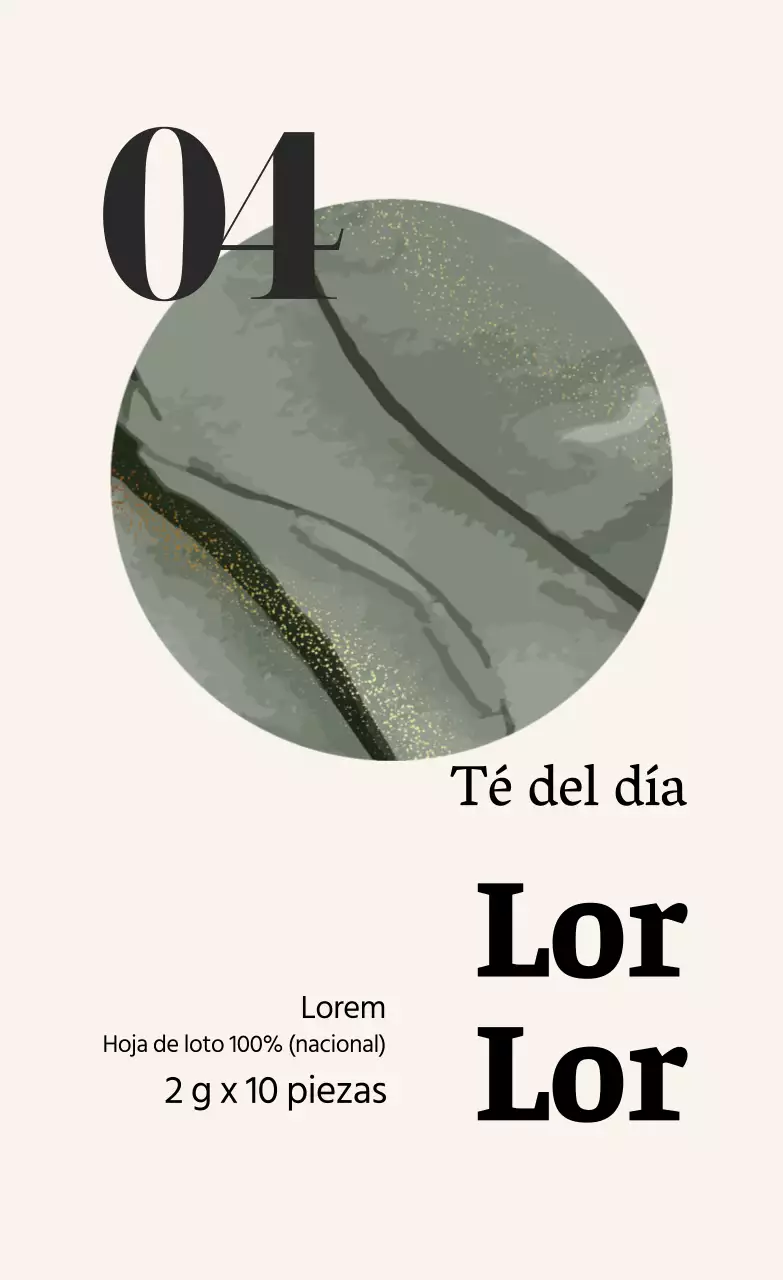 Etiqueta de bolsita de té de hoja de loto café verde ilustrada