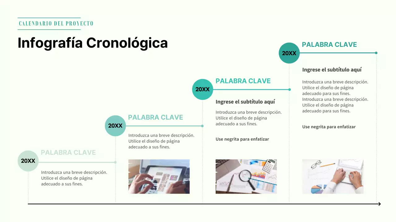 Infografía del calendario del proyecto de Greentone