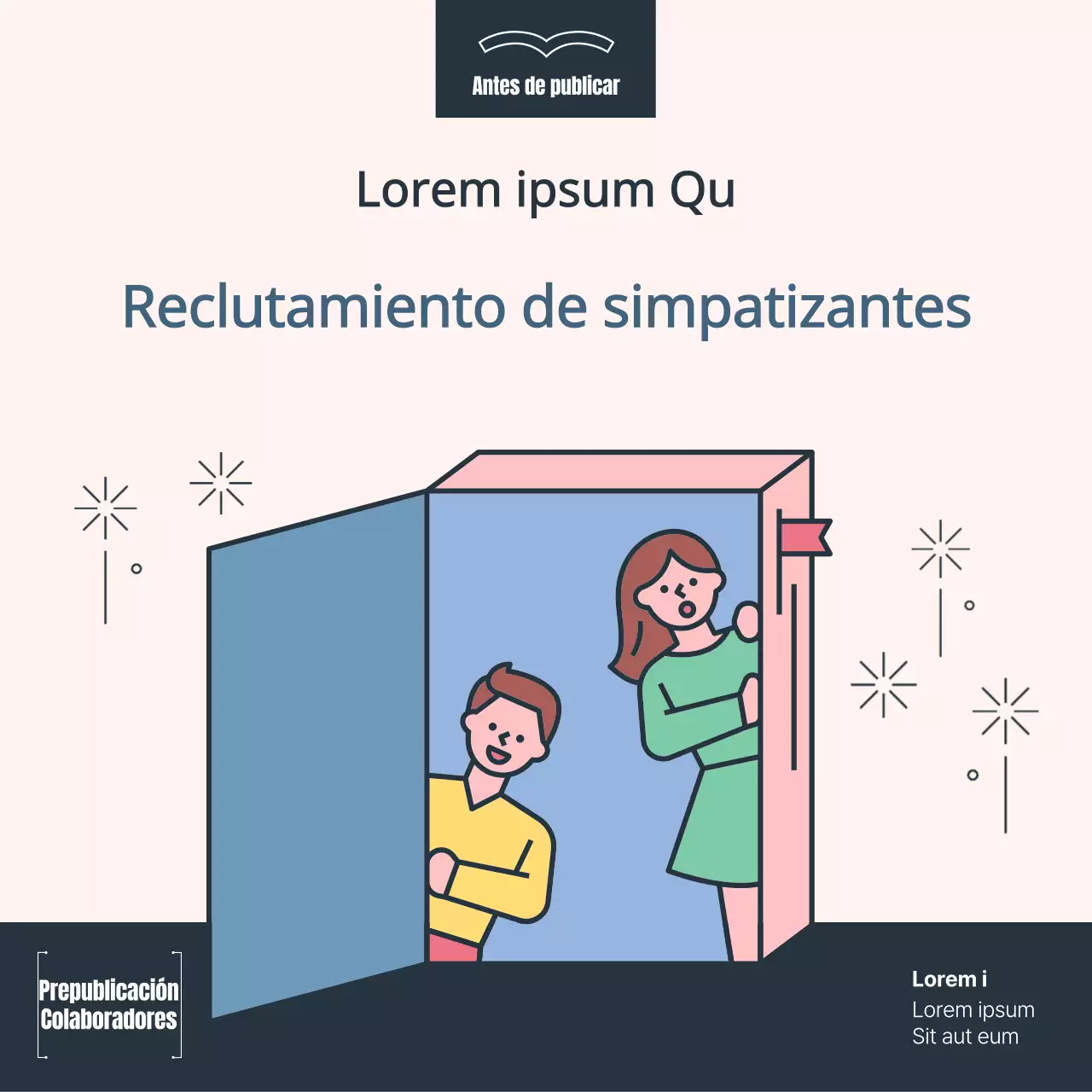 Rosa azul pastel ilustración editor Reclutamiento de simpatizantes Publicidad