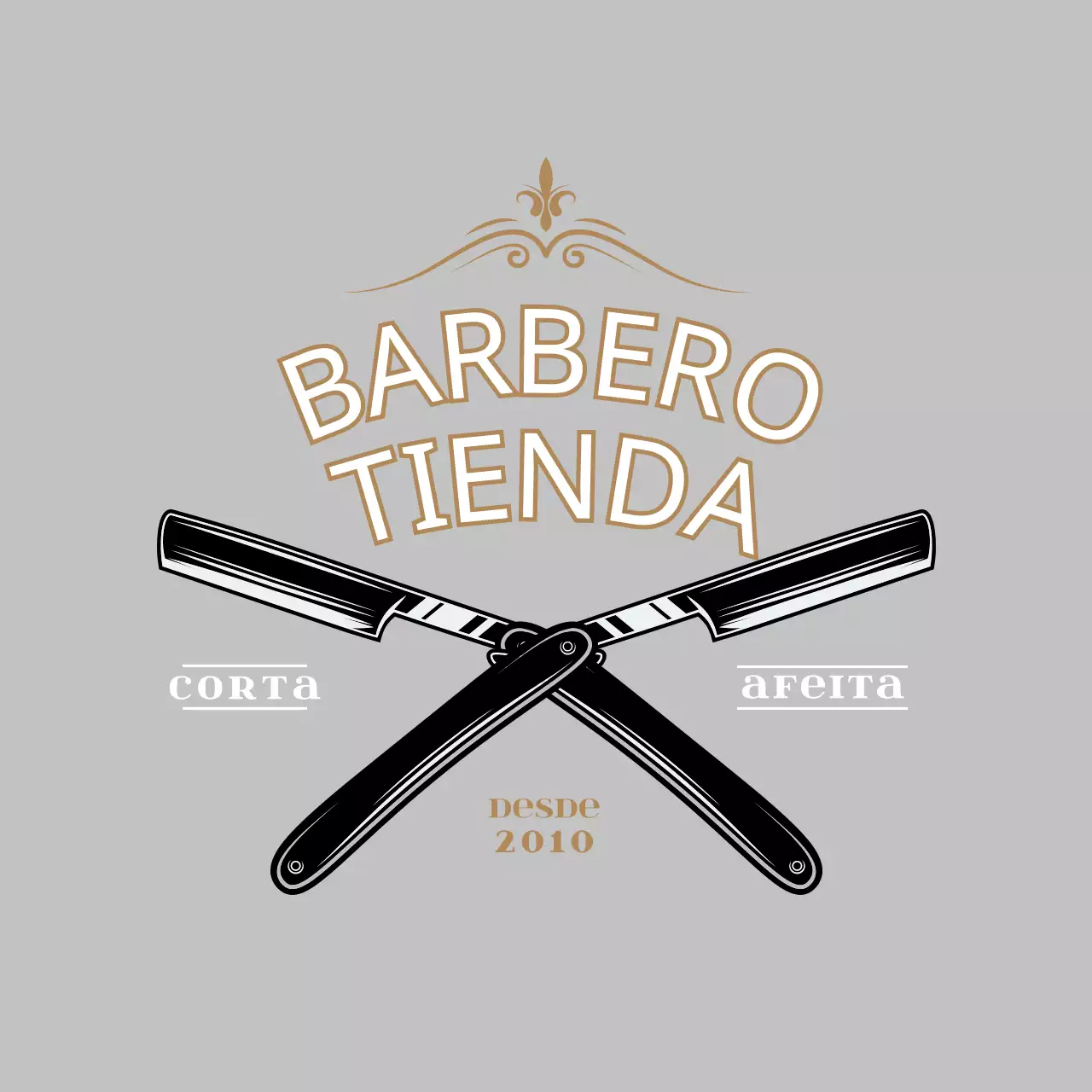 Letrero de barbería de estilo vintage en gris